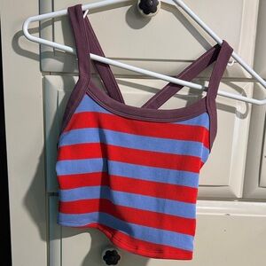 FP Movement by Free People Red and Blue Striped Tank Top XS Small Women’s NWT